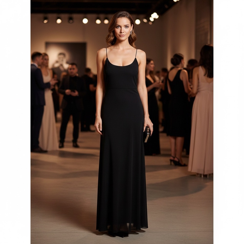 No Boundaries Black Mesh Overlay Maxi Dress XL 16-18 Formal Minimalist Goth
